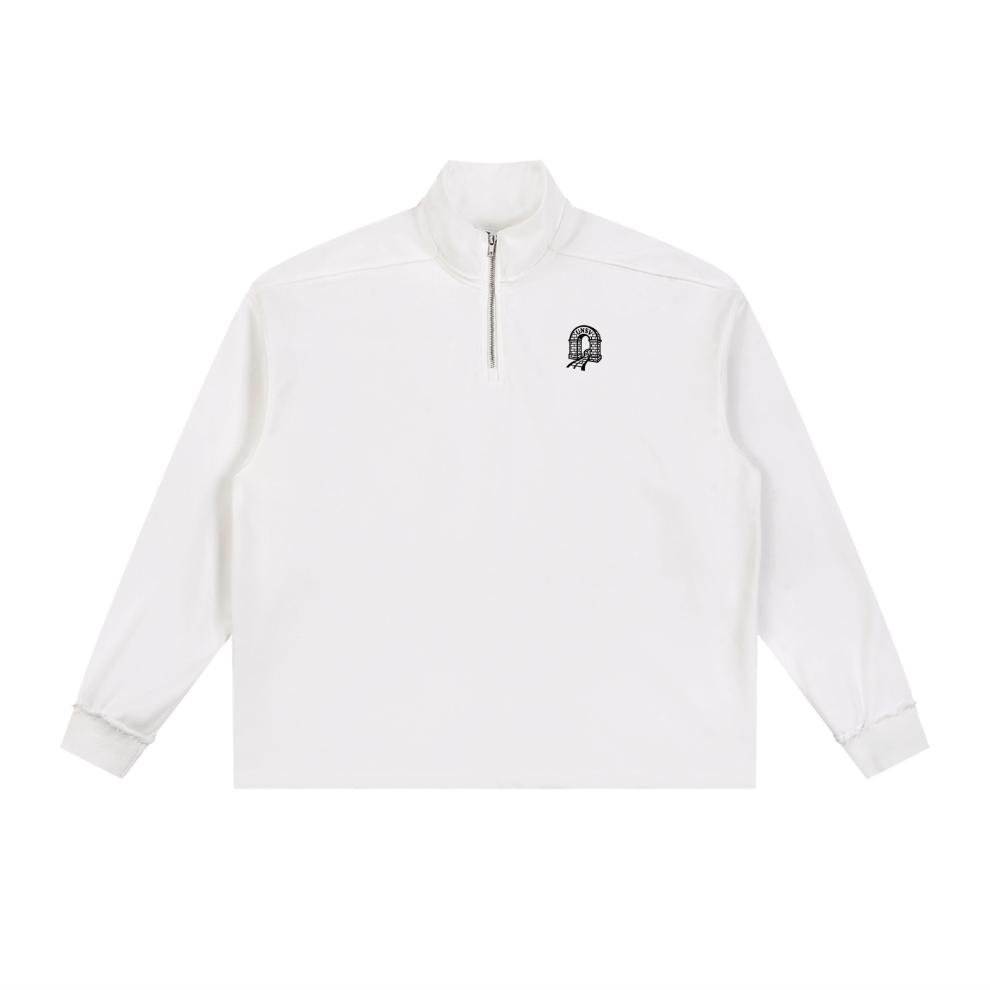 Half-Zip Rolled Edge Fleece Sweatshirt